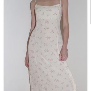 BRANDY MELVILLE PALE YELLOW AND PINK FLORAL MAXI COLLEEN DRESS